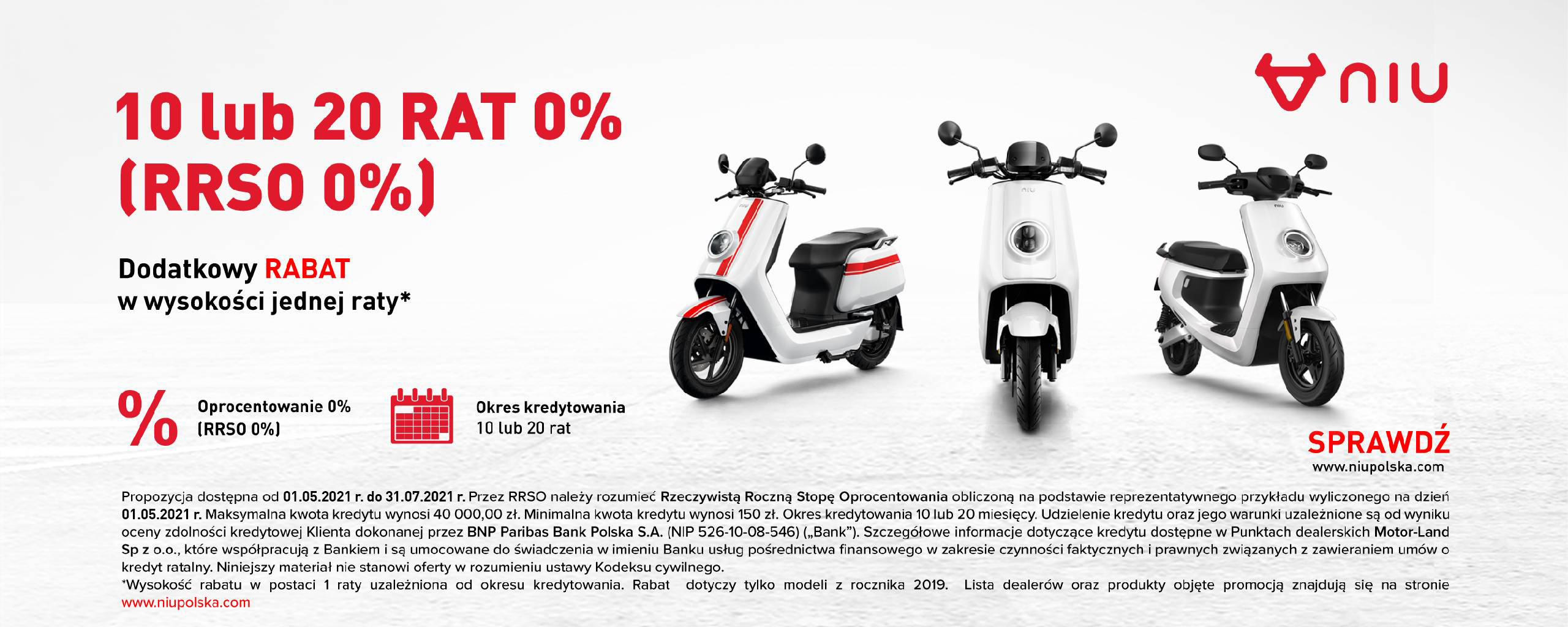 raty 0% zero procent skutery elektryczne niu polska