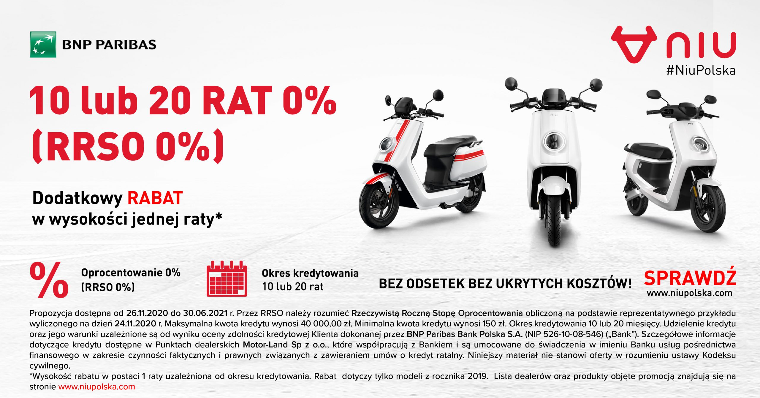 raty 0% zero procent skutery elektryczne niu polska