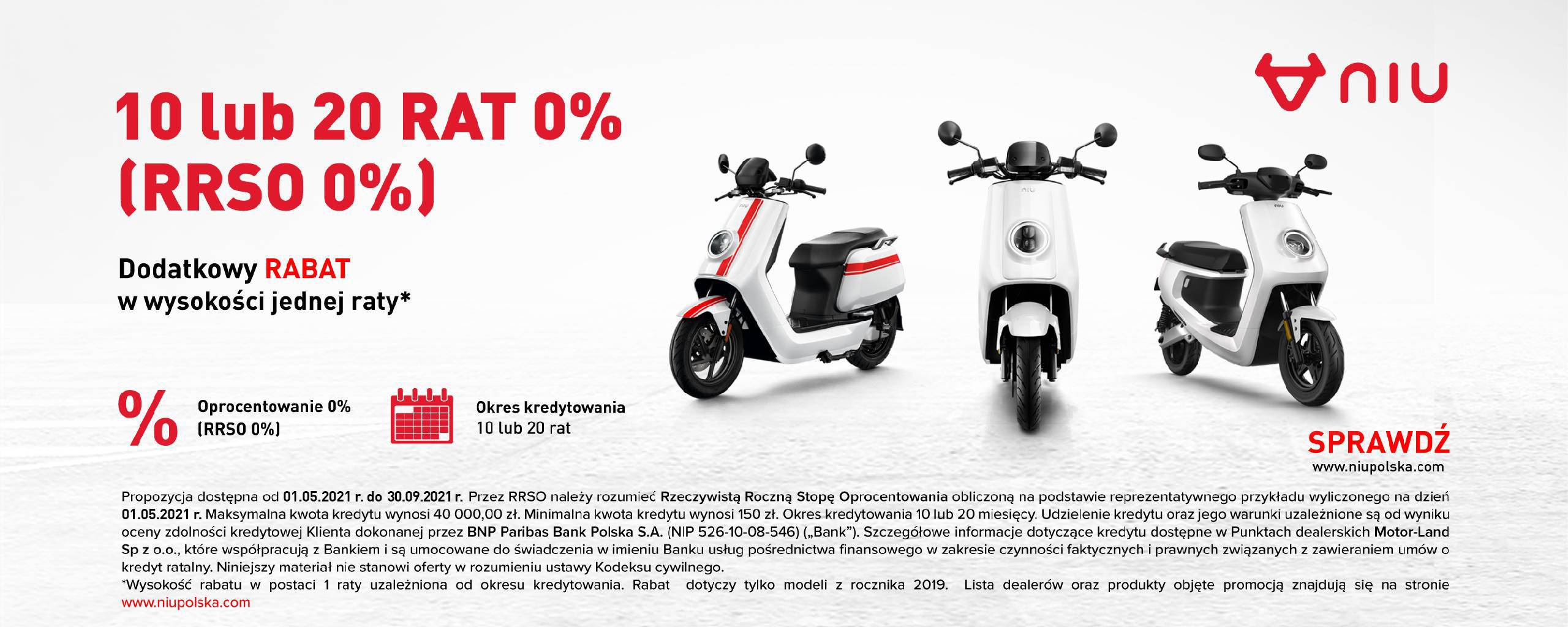 raty 0% zero procent skutery elektryczne niu polska
